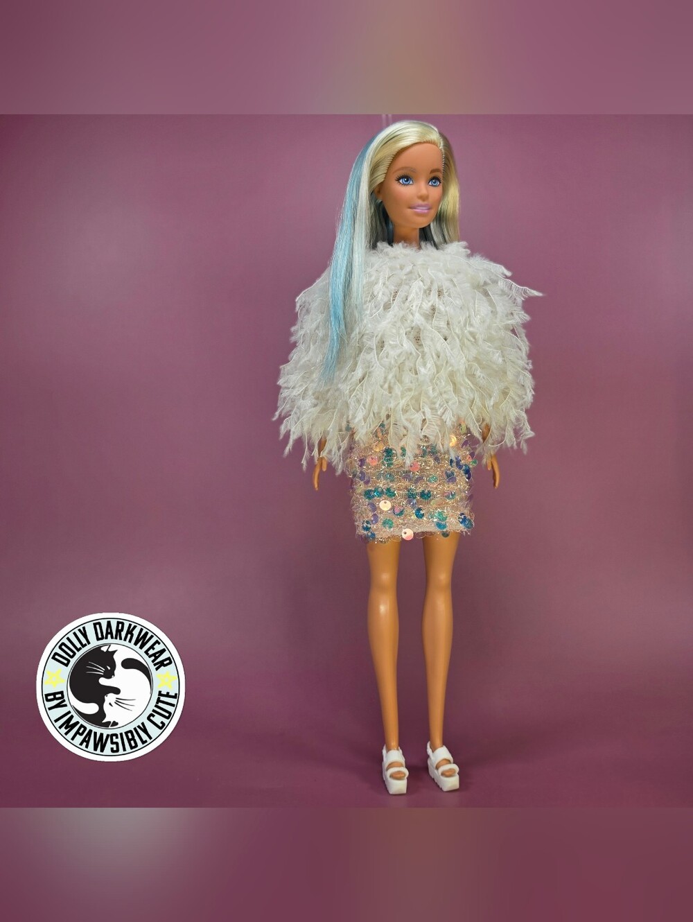 For Fashionista Barbie Doll- Winter Sparkle Sweater and Skirt Combo